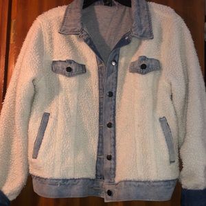 Off White Sherpa Denim Lined Jacket